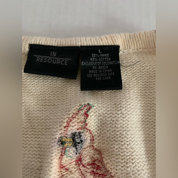 In Resource Women’s Christmas Sweater Vest L appliques Cardinals Pinecones - Picture 3 of 11